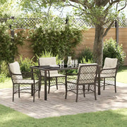 Set da Pranzo per Giardino con cuscino 5 pcs Marrone polyrattan 3380214