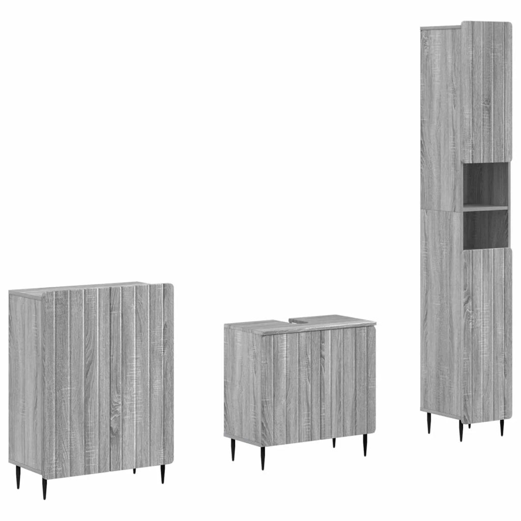 Set di armadietti da bagno in 3 pezzi ZWOLLE Sonoma grigio 3417438