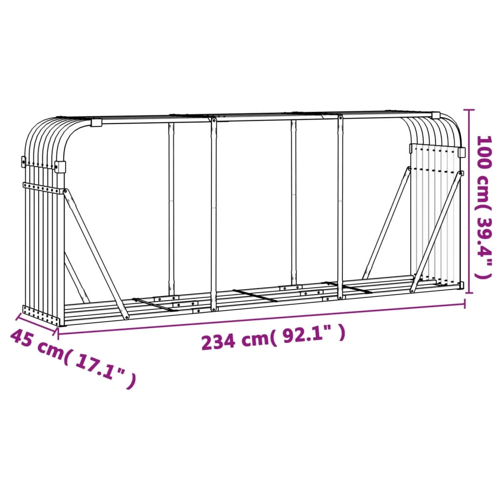 Portalegna 234 x 45 x 100 cm acciaio zincato verde 02_0043768