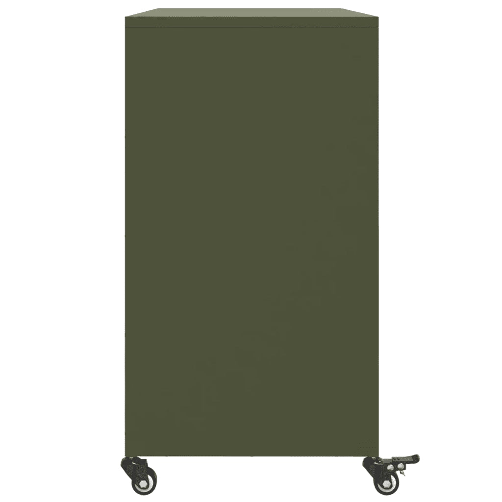 vidaXL Credenza Verde Oliva 100,5x39x72 cm in Acciaio