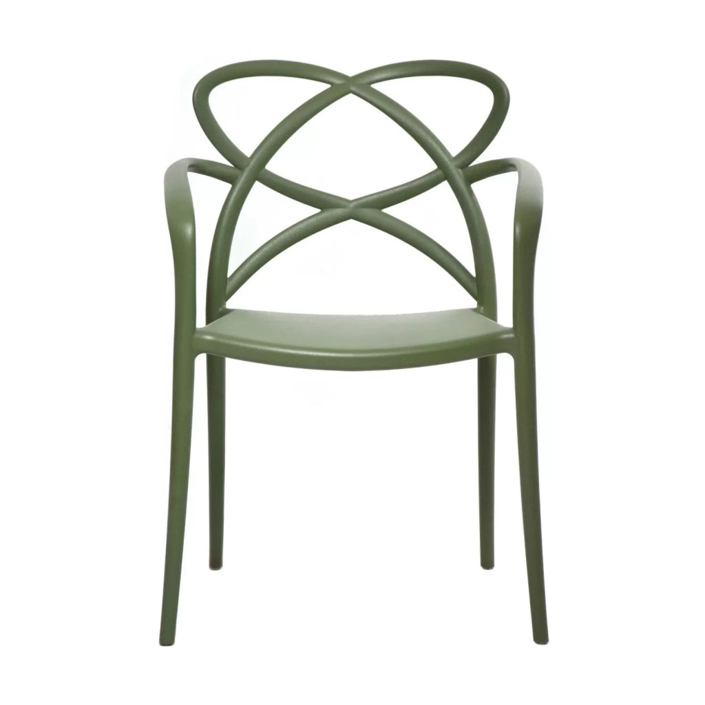 Set 04 sedie verdi avocado con braccioli in polipropilene misura l55,5x56,5 h.82