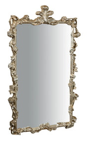 Biscottini SPECCHIERA DA PARETE IN LEGNO FINITURA FOGLIA ARGENTO ANTICATO L59XPR6XH98 CM MADE IN ITALY