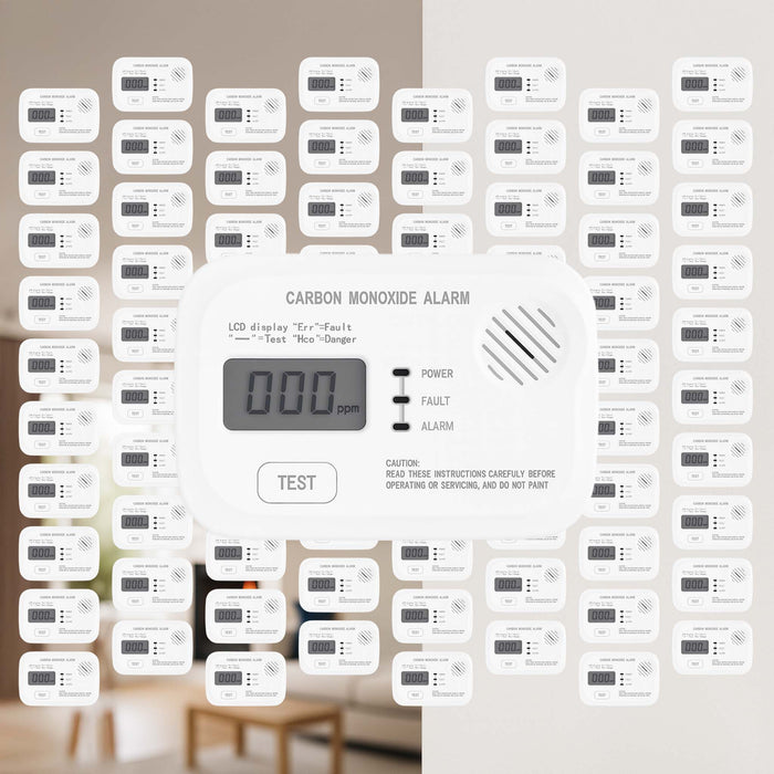 Set 80x Rilevatore monossido di carbonio con display 120 x 74 x 31 mm, allarme CO con batterie sostituibili incluse