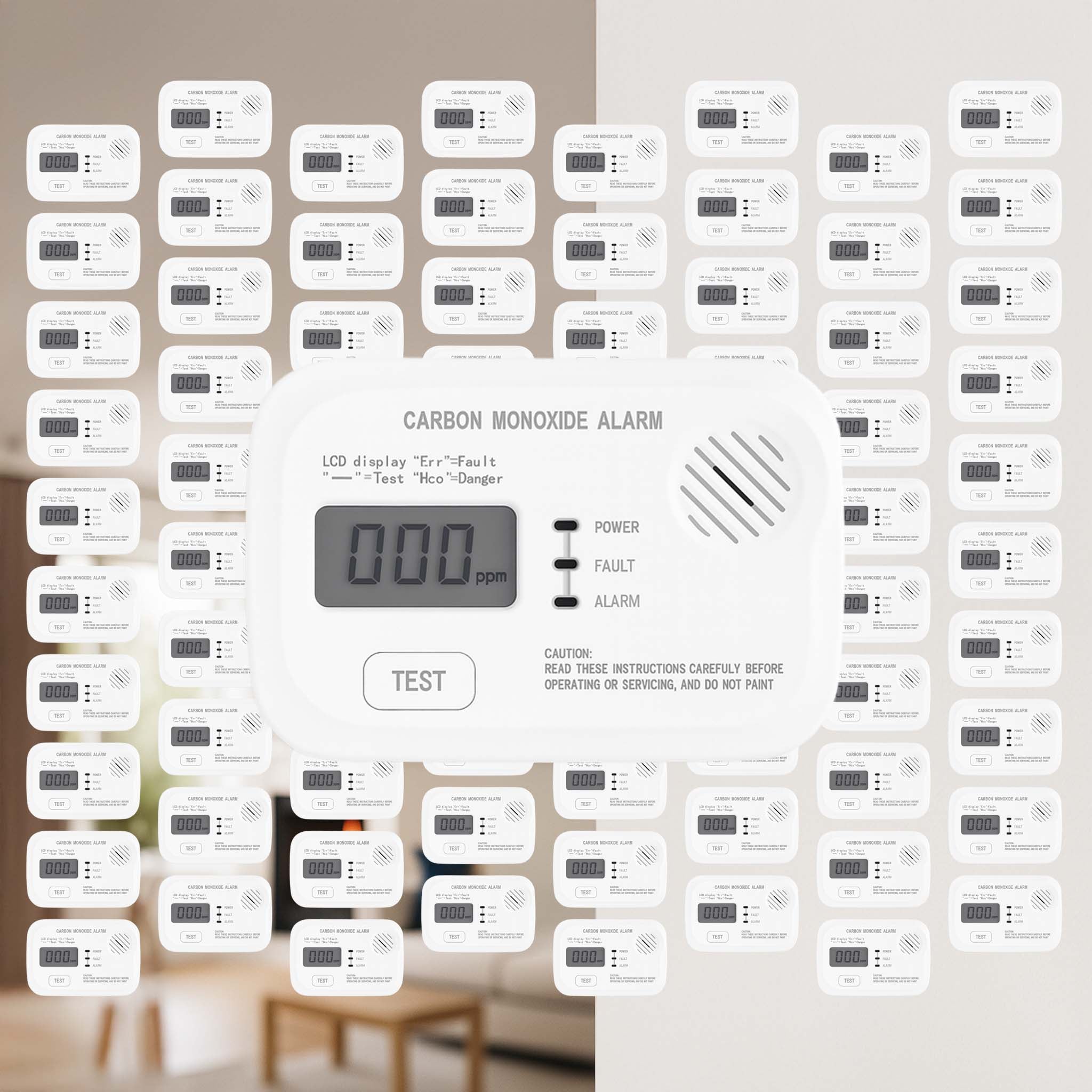 Set 80x Rilevatore monossido di carbonio con display 120 x 74 x 31 mm, allarme CO con batterie sostituibili incluse