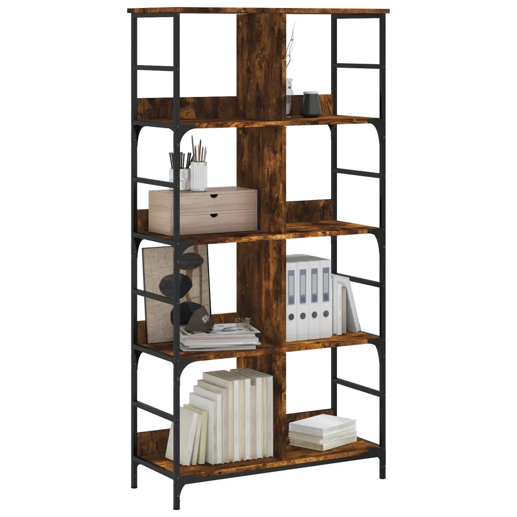 Libreria Rovere Fumo 78,5x33x153 cm in Legno Multistrato 835256