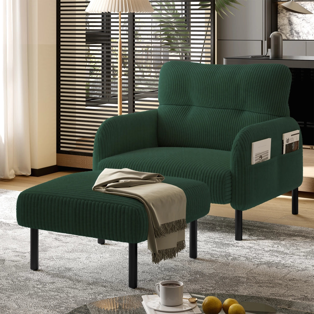 POLTRONA in corduroy Verde Smeraldo 67x75x79 cm