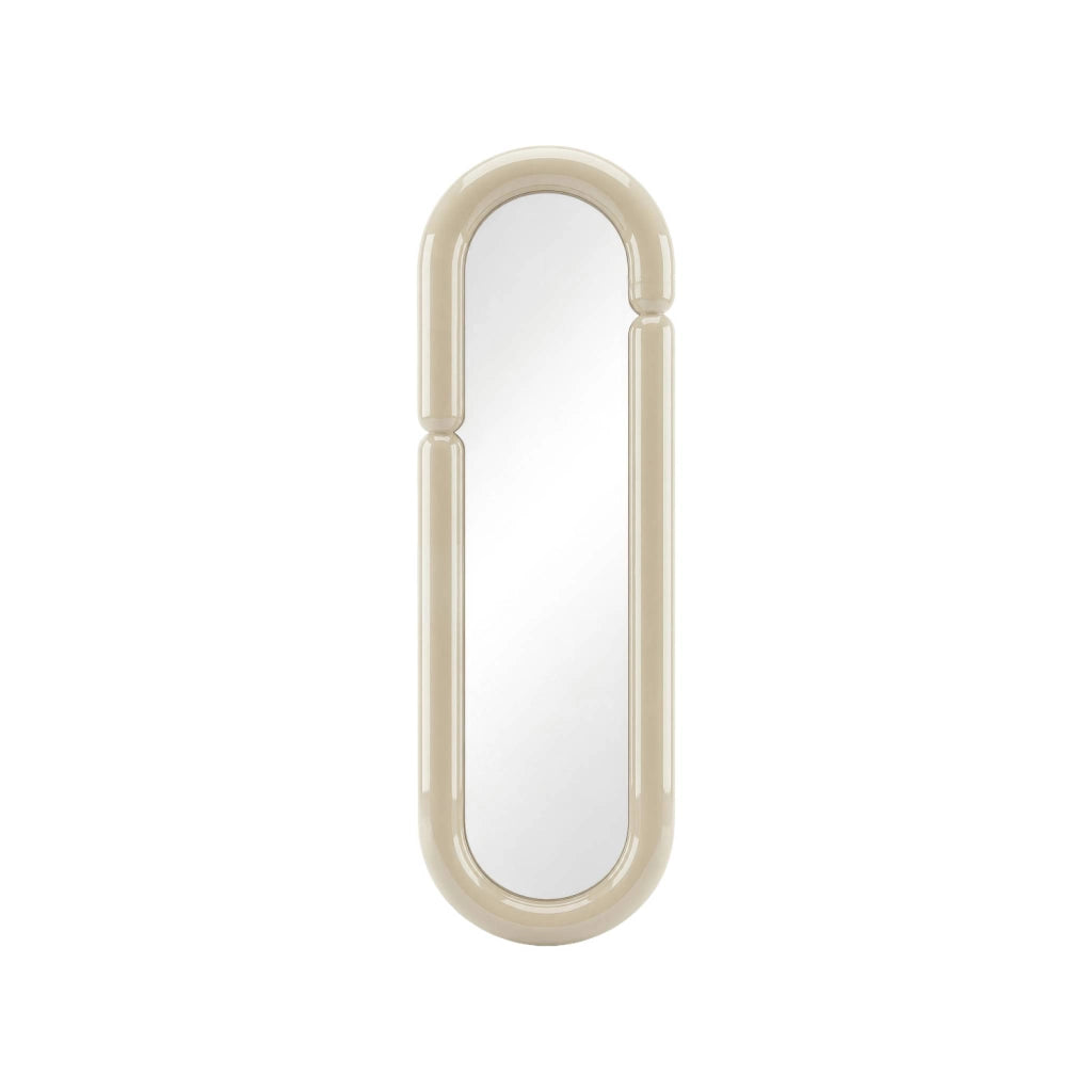 Specchio ovale finitura lucida, 160cm, ecrù