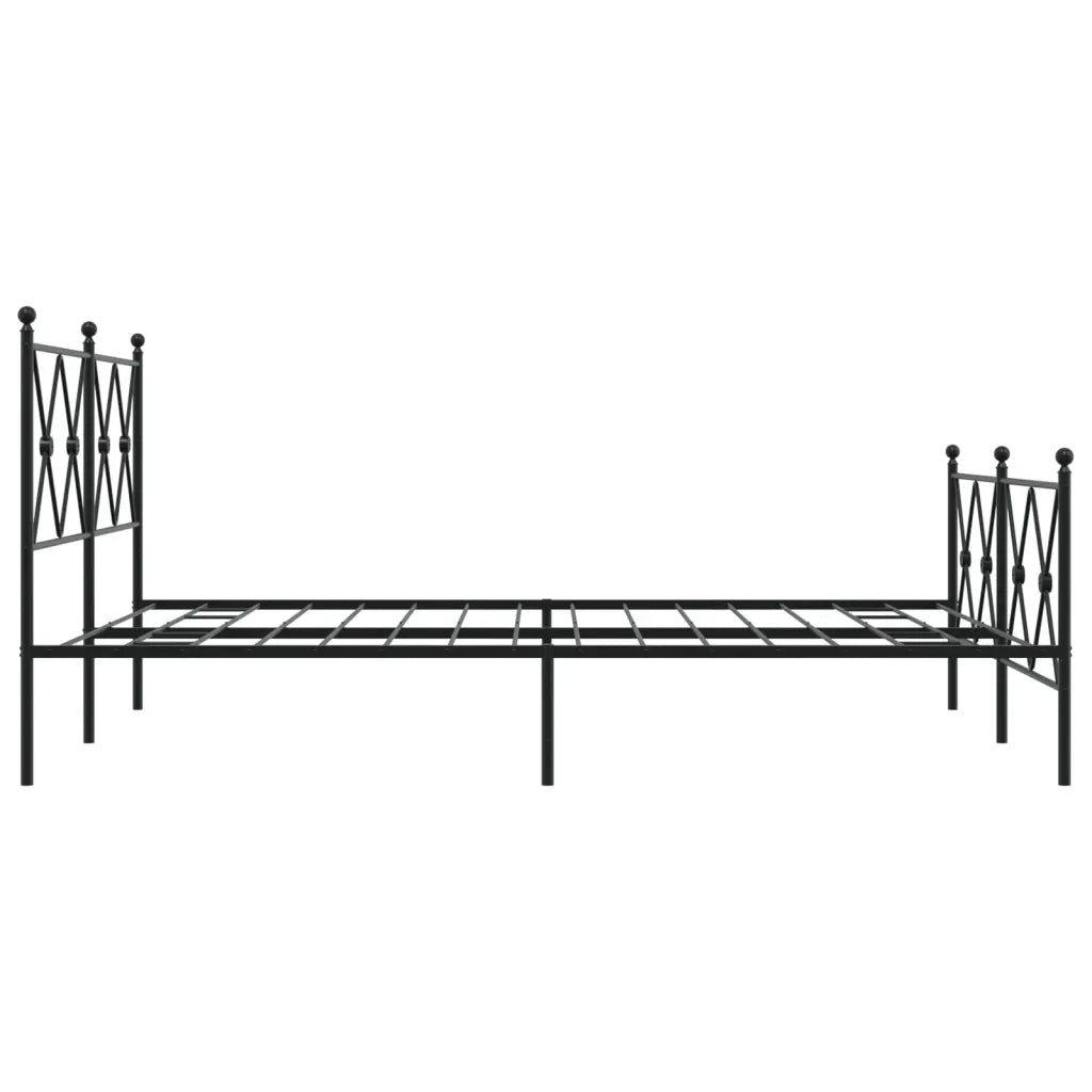 Letto matrimoniale | Letto per adulti | Giroletto con Testiera e Pediera Metallo Nero 137x190 cm