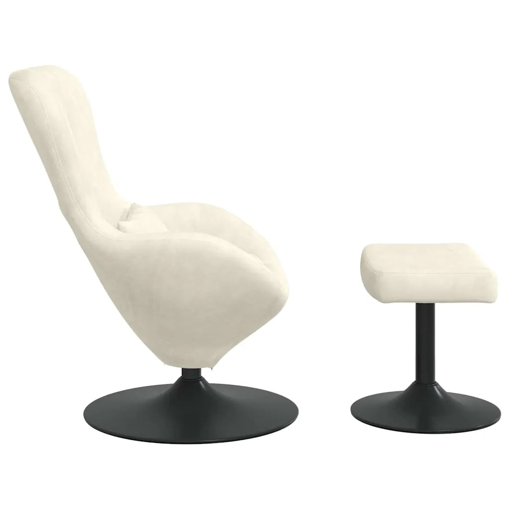Poltrona | Sedia Egg con Pouf Crema Velluto