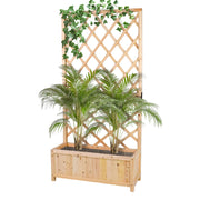 Dorothy - Fioriera in legno di cedro impregnato con spalliera H180 cm - natural oak