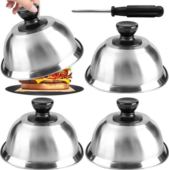 Copritaglieri in acciaio inossidabile - 4 pezzi - per hamburger - per griglia - per steak - per cheeseburger