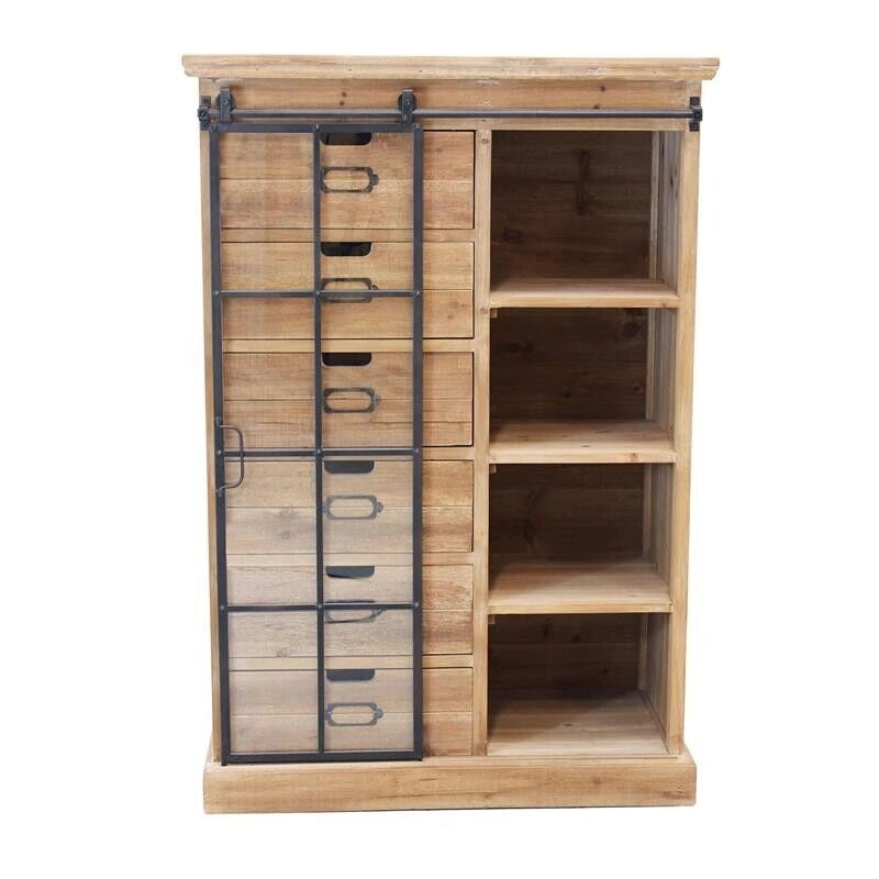 MOBILE CLAUDIUS CON ANTA SCORREVOLE E CASSETTI IN LEGNO 82 X 39,5 X H123 CM