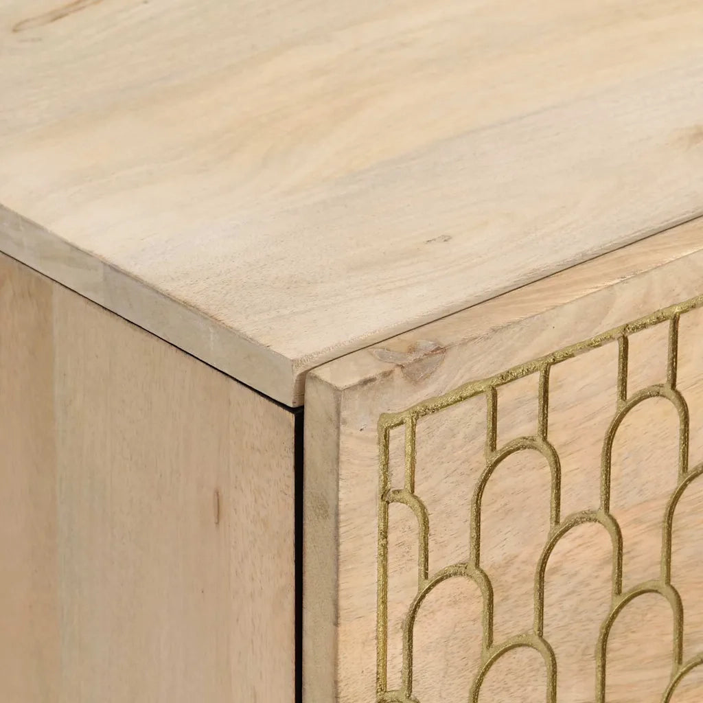 Set di 2 Comodini | Armadio da Notte | Mobiletto da notte 40x33x46 cm in Legno Massello di Mango