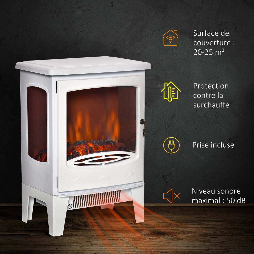 Caminetto elettrico stufa ¨C zephmum ¨C Bianco 900-1800W LED