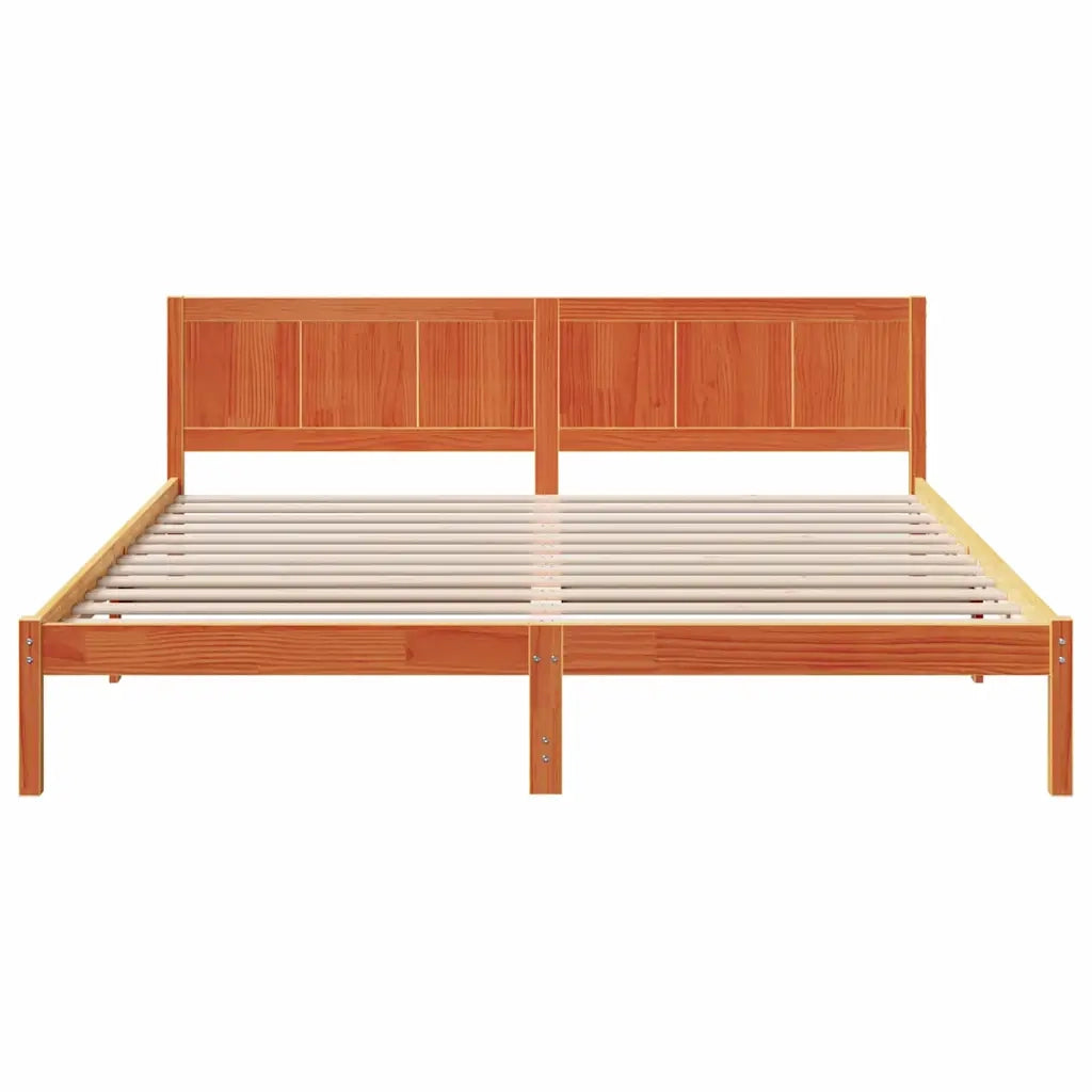 Struttura del letto Marrone 200 x 200 cm Legno massello di pino 872178
