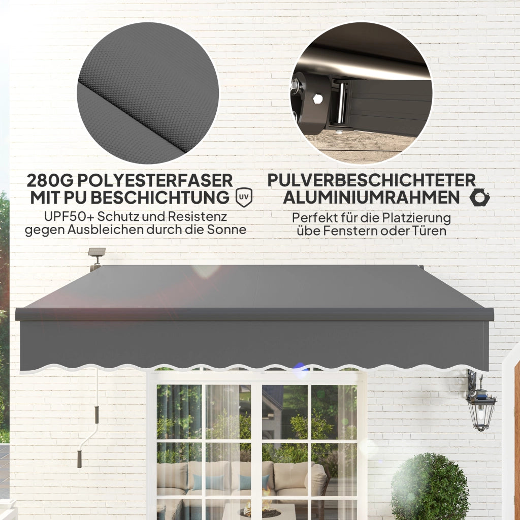 Tendone da sole a braccio con manovella ¨C zephmum ¨C Grigio 300 cm