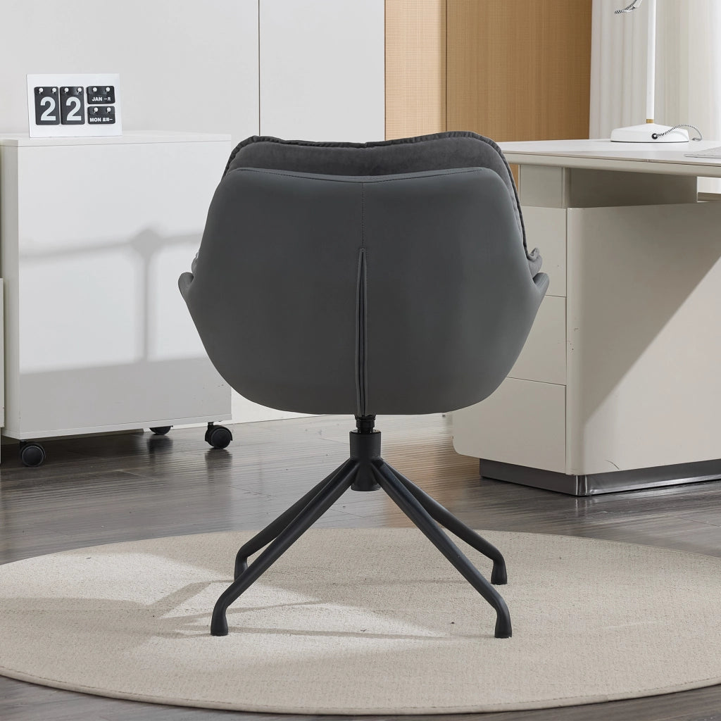 Sedia da ufficio girevole in similpelle con seduta ampia schienale ergonomico e ritorno automatico base metallica grigio