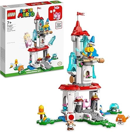 LEGO 71407 Super Mario La Torre di Ghiaccio e il Costume del Gatto Pesca, Set di Espansione, Minifigure di Rospo, Castel