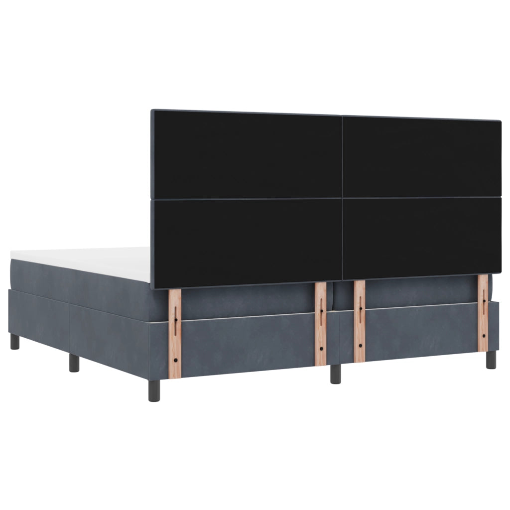 Letto Box Spring con Materasso Grigio Scuro 200x200 cm in Velluto