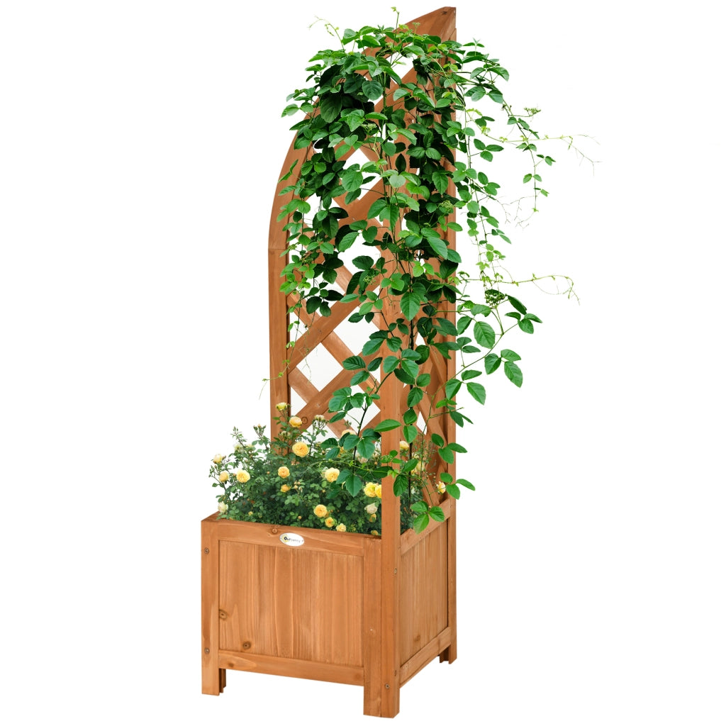 Fioriera con graticcio angolare ¨C zephmum ¨C marrone, legno, 32x32x108 cm