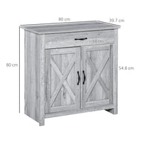 Credenza Cucina Country con Armadietto a 2 Ante e Cassetto 80x39.7x80cm Grigio