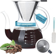 Caffettiera 800 ml con filtro permanente - vetro borosilicato e maniglia per 6-8 tazze