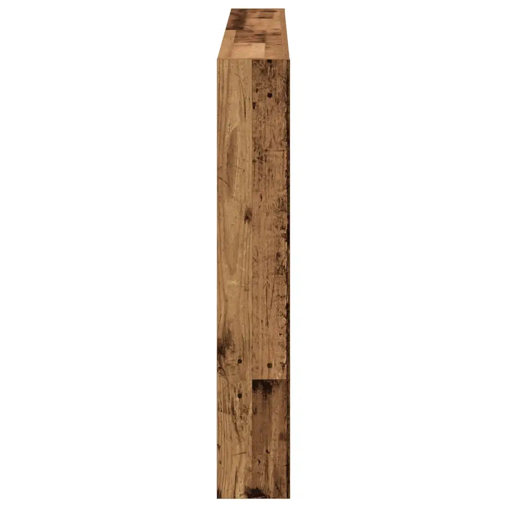 Testiera con Contenitore a LED-Testiera con Ripiani Legno Antico 160x17x102 cm