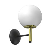 Applique Awinion nero-oro in vetro, globo bianco 1xE27 Luminex