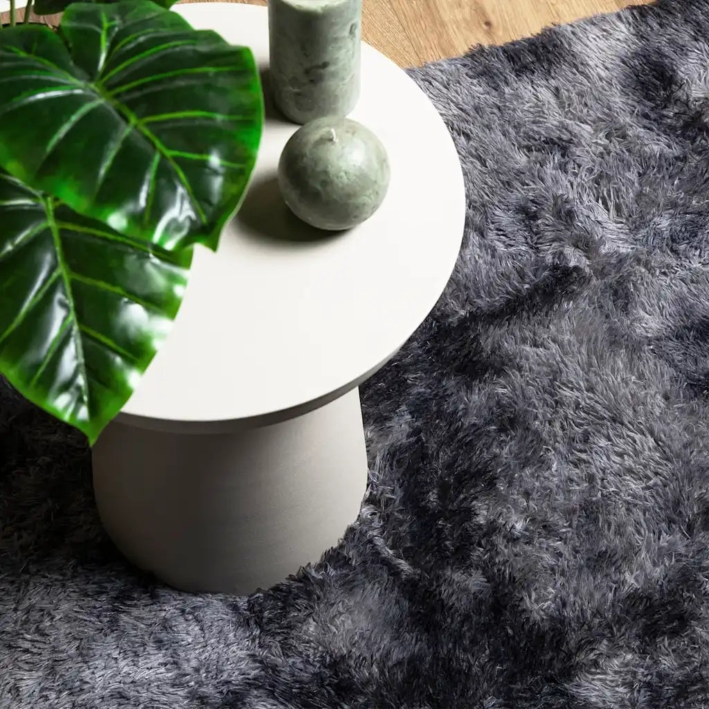 Tappeto Shaggy a Pelo Lungo NAVARRA Grigio Scuro 200x200 cm