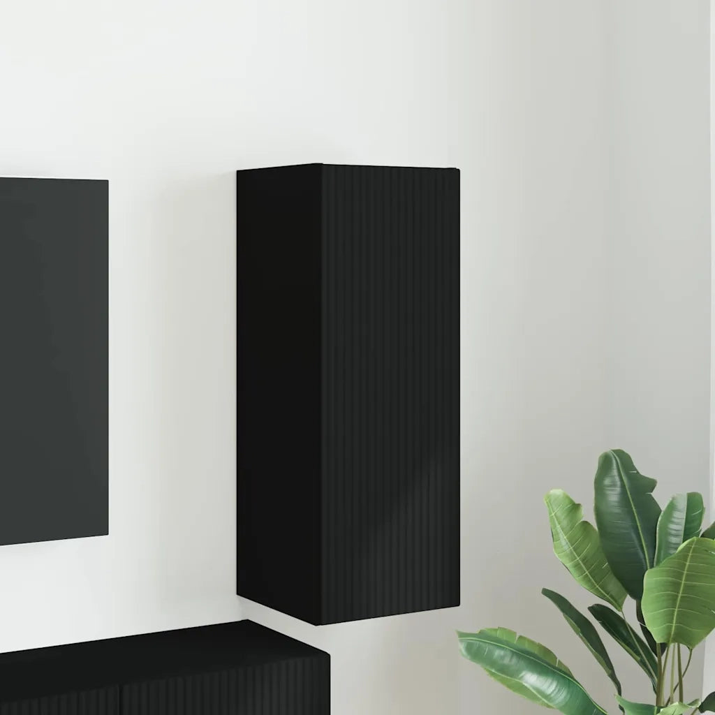 Mobile TV da parete-Mobile TV a Muro-Credenza TV Nero 30 x 31 x 80 cm Legno multistrato