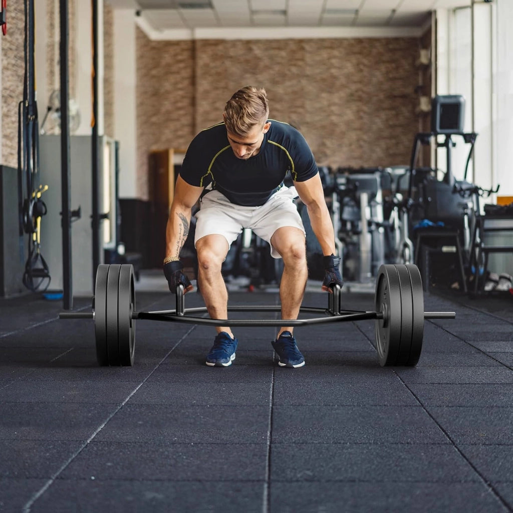 Trap Bar, Manubrio Esagonale con Manico Pieghevole, Barbell Barra Olimpica, Hex Bar Deadlift in Acciaio con Chiusura a Molla, Asta Esagonale fino a 226 kg per Casa e Palestra