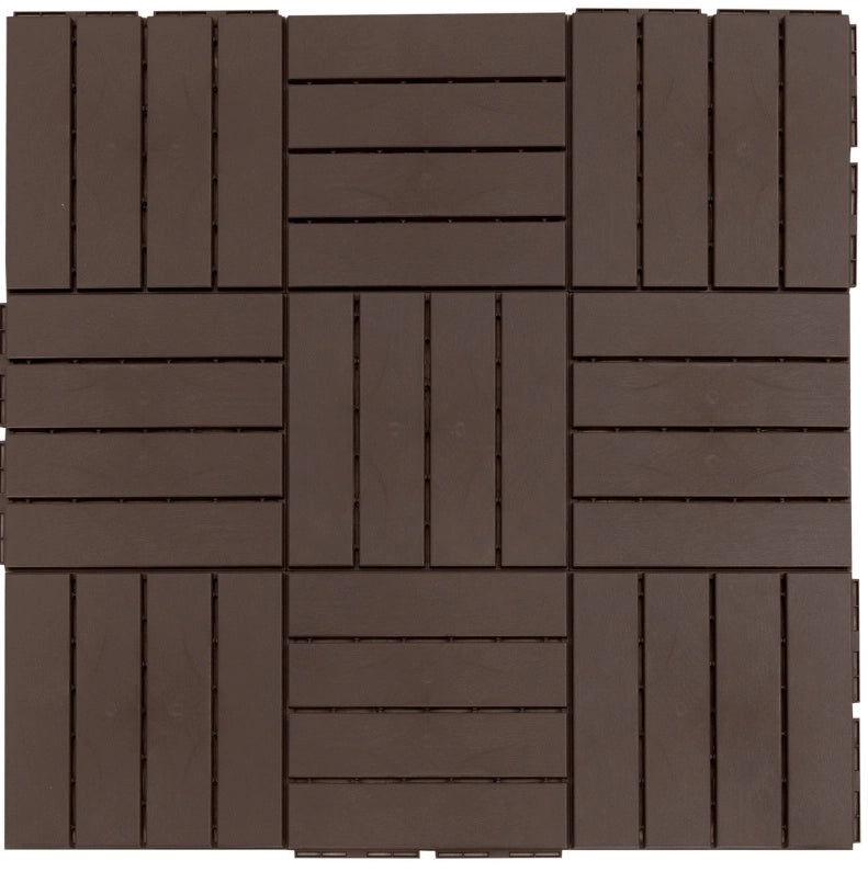 Piastrelle a incastro 30x30 cm marroni in PP riciclato, 9 pezzi