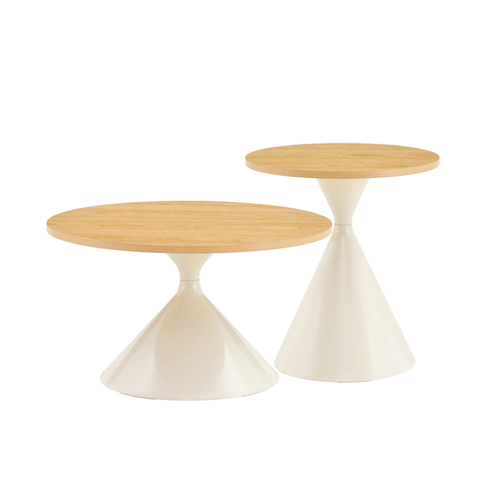 Tavolini da caffè impilabili con 2 piani; salvaspazio; stile moderno e scandinavo; in metallo; color legno