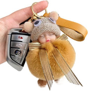 Sleutelhanger Pluche Pompom - Mini Sleutelhanger Babypop - Sleutelhanger Auto - Sleutelhanger per Borsa - Dimensioni circa 20 cm