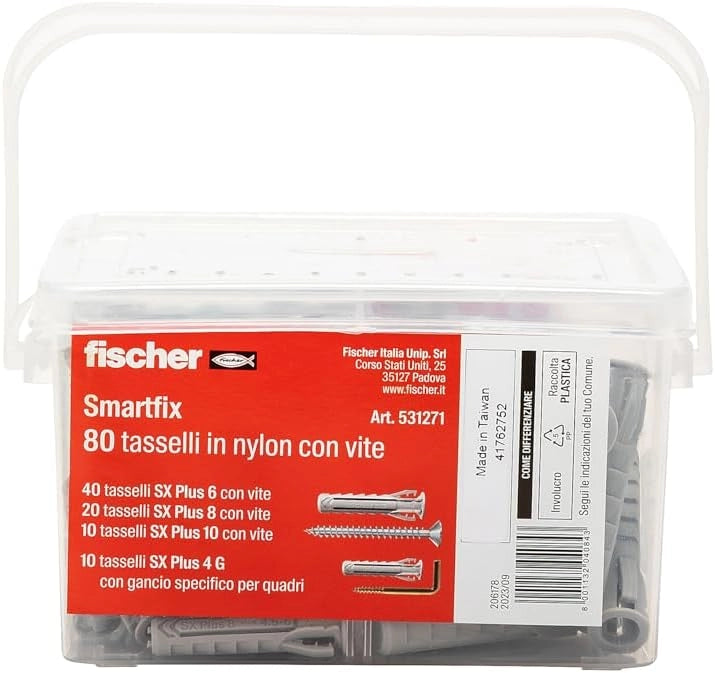 TASSELLO CON VITE 'SMARTFIX BOX' in valigetta - conf. 80 pezzi - FISCHER