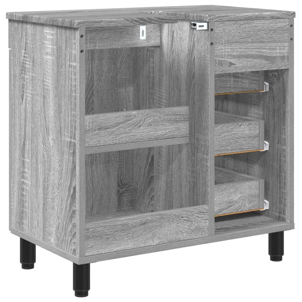 Mobiletto da bagno Sonoma grigio 60 x 35 x 60 cm