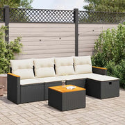 Set Divano da Giardino 6 pz con Cuscini Nero in Polyrattan 3325906