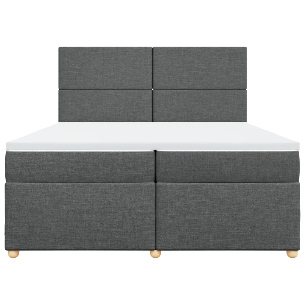 Giroletto a Molle con Materasso Grigio Scuro 200x200 cm Tessuto