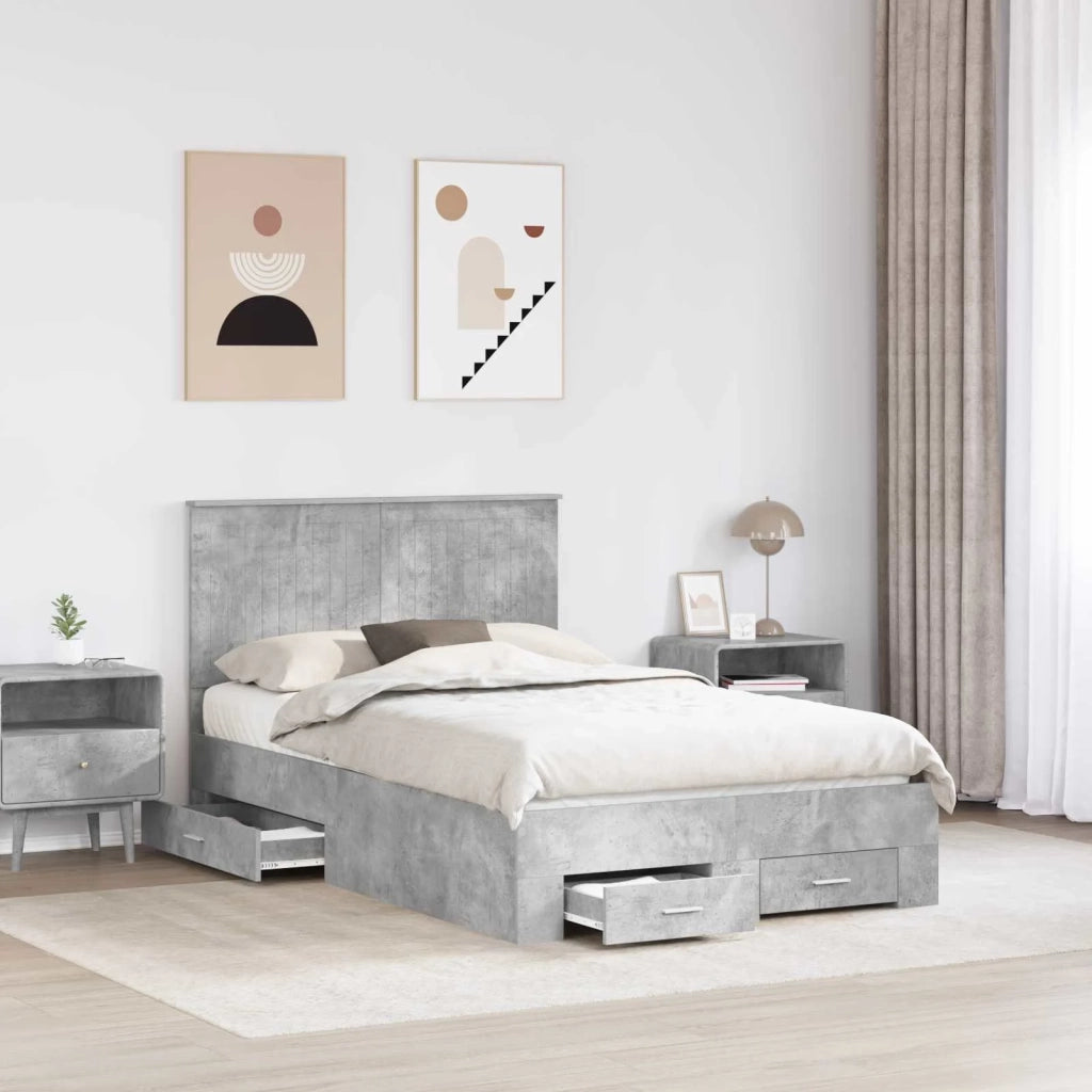 Struttura del letto con testiera Grigio cemento 120 x 190 cm
