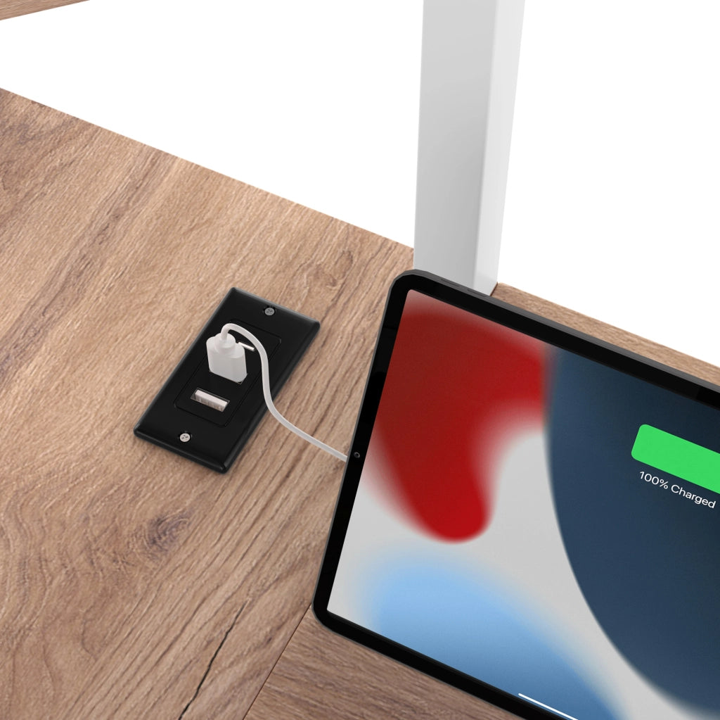 Letto a soppalco 140x200 cm bianco con scrivania, LED, USB-C e ripiani