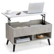 Tavolino da caff¨¨ moderno con scomparto nascosto e 2 scaffali aperti, Tavolino in legno per soggiorno Grigio-Tavolini da salotto