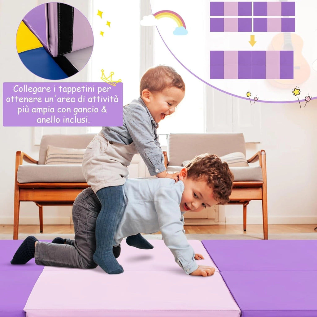 Tappetino da Yoga Spesso, Tappetino Fitness Pieghevole e Portatile con Imbottitura in EPE, Cerniera e Maniglie, Materassino Allenamento da Casa e Palestra, 180 X 60 X 5 cm