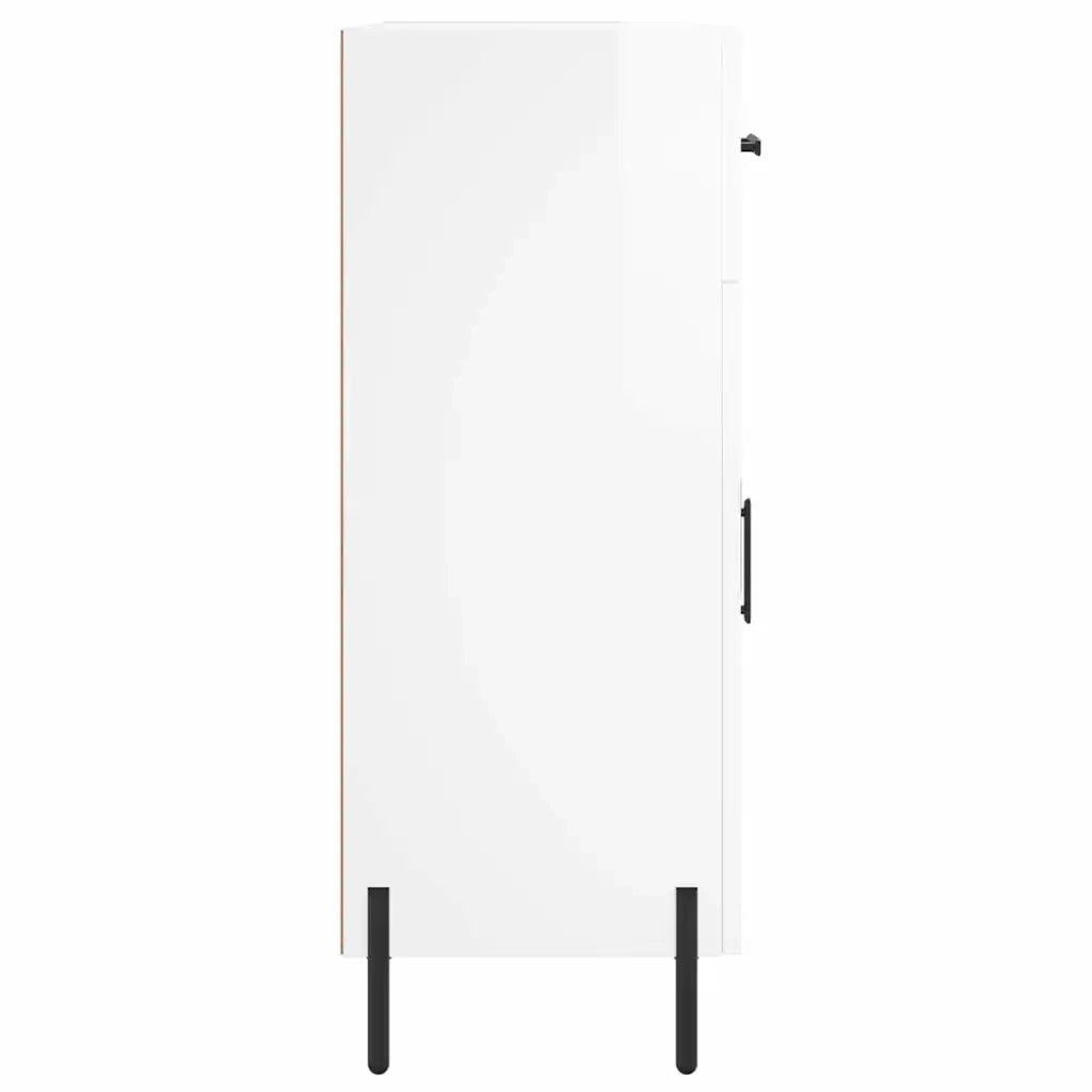 Credenza | Madia | Buffet da pranzo | Armadio da pranzo 69,5x34x90 cm in Legno Multistrato Bianco Lucido