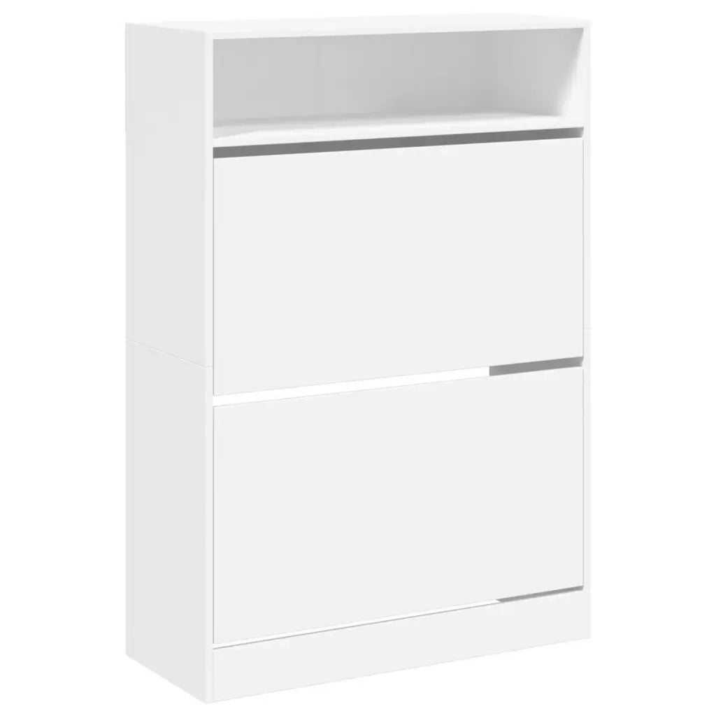Scarpiera con 2 Cassetti Ribaltabili Bianca 80x34x116 cm 3214406