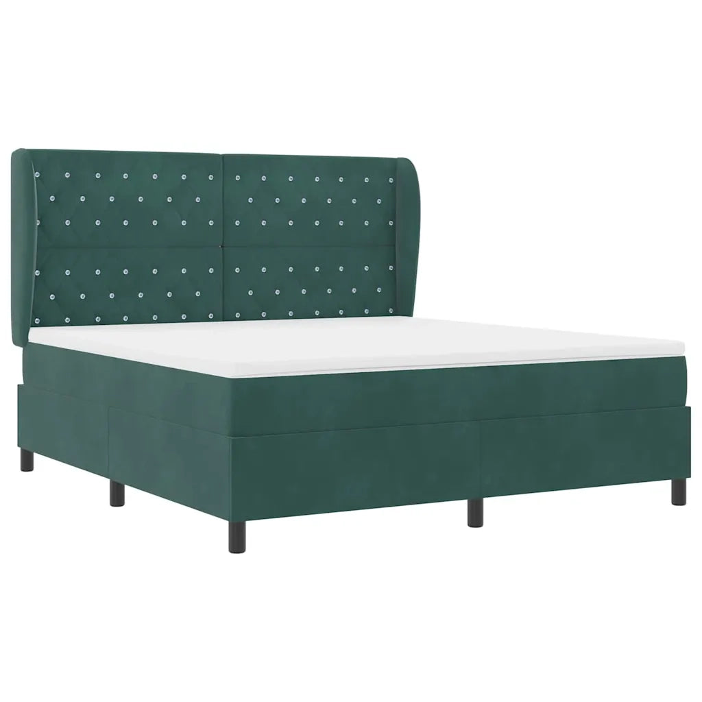 Letto a molle con materasso Verde Scuro 200 x 180 cm Velluto 3340889