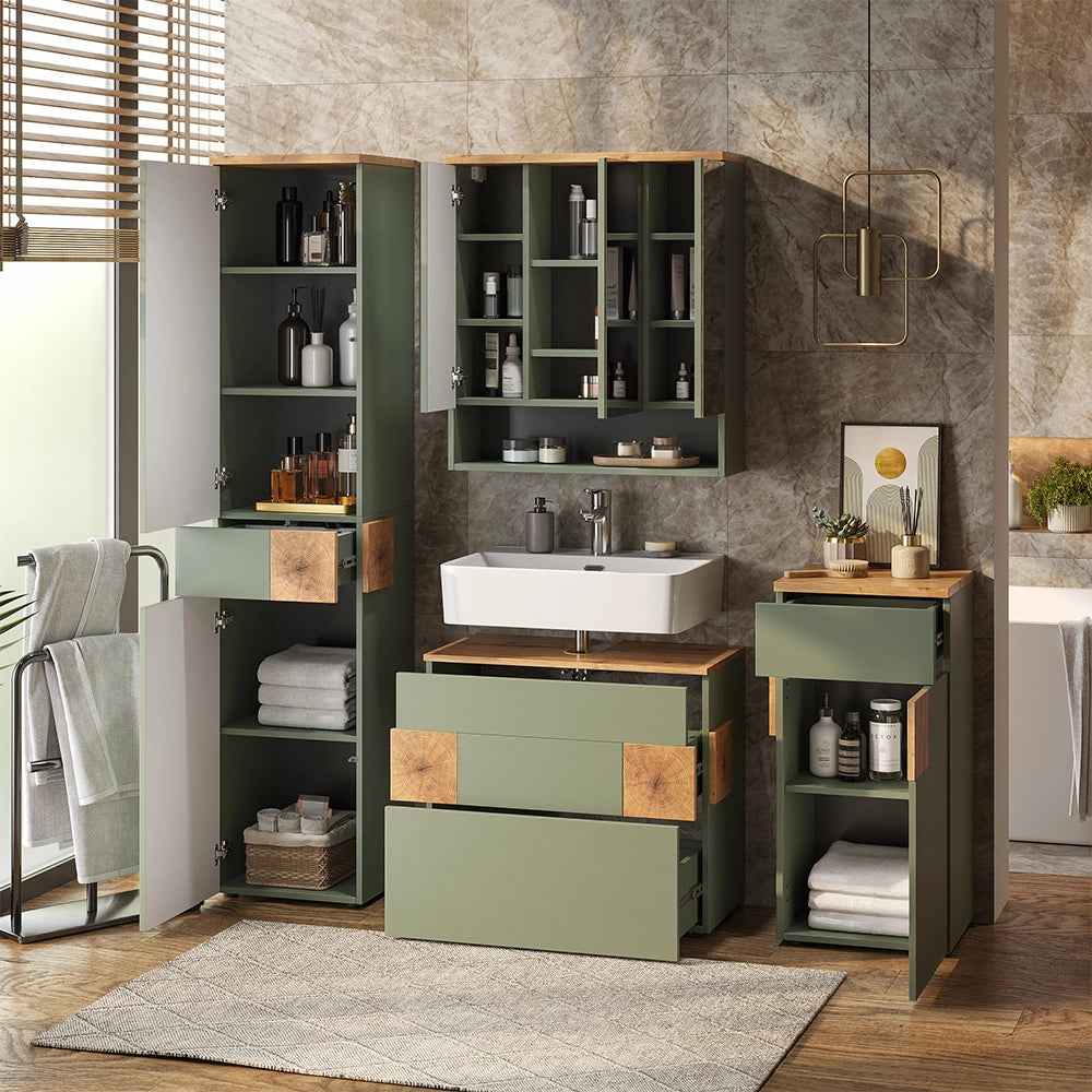 Vicco Set di mobili da bagno Verde 4 parti