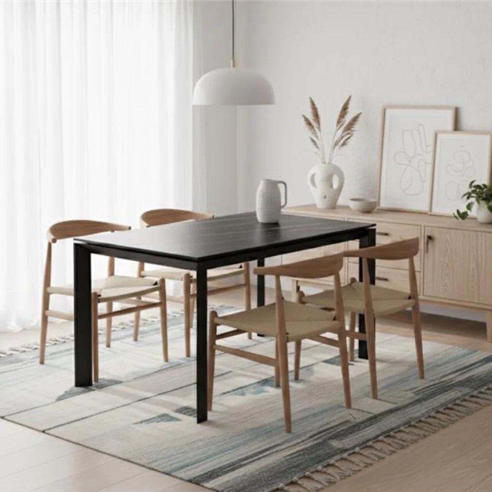 Tavolo da pranzo allungabile in ceramica effetto marmo portoro Linear 140-220x90 cm fino a 10 posti | Duzzle