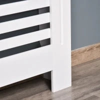 Copritermosifone in Legno Bianco per Caloriferi e Radiatori, con Struttura a Doghe e Ripiano, 112 x 19 x 81cm