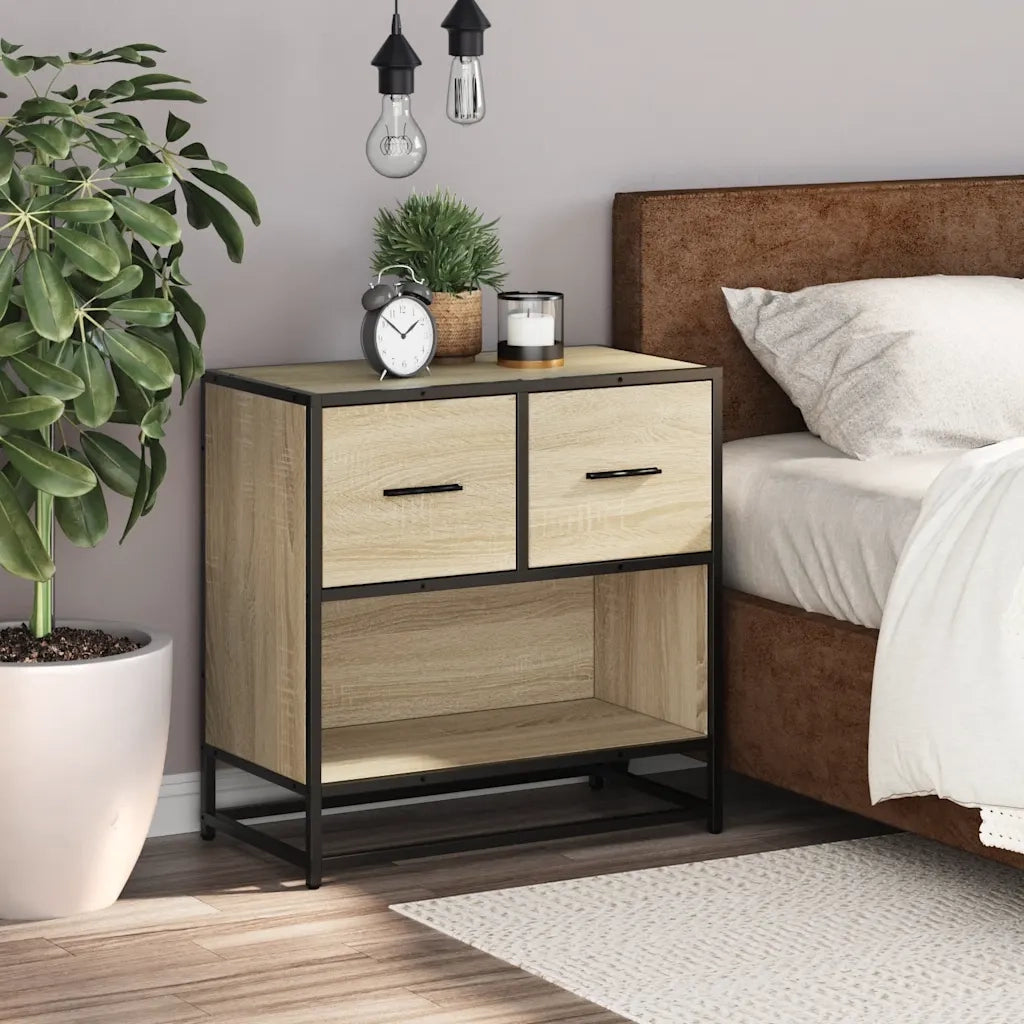 Comodino Rovere Sonoma 60x31x60 cm in Truciolato e Metallo 848695