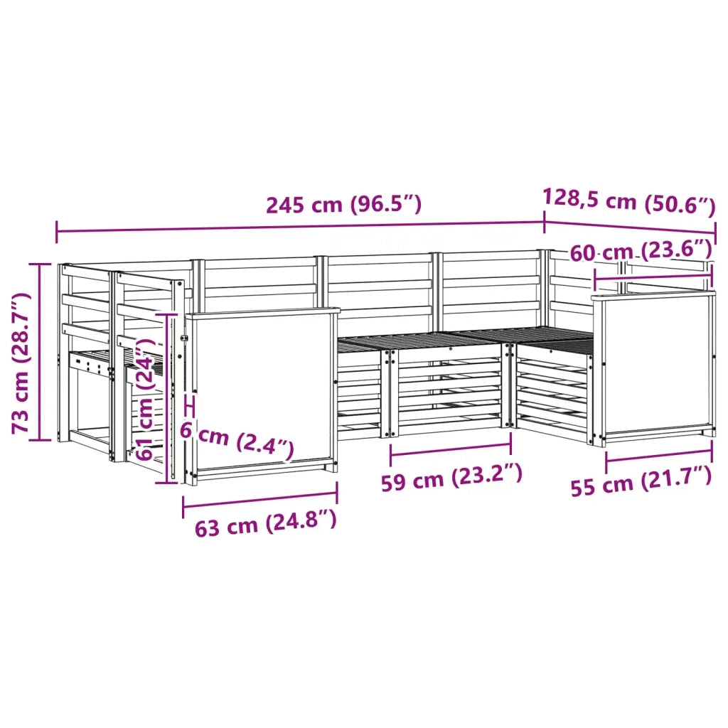 Set di divani da esterno 5 pz Naturale Legno di Acacia Massello 3384760